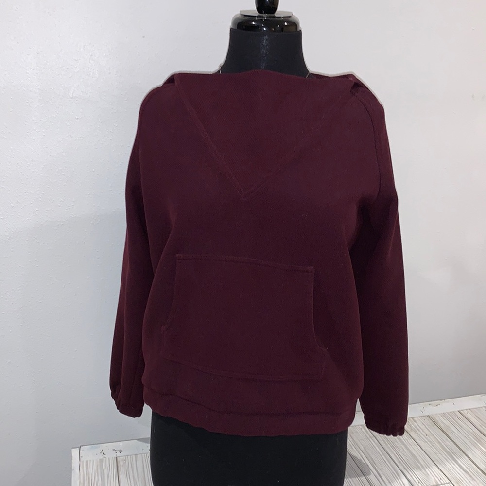 LOUP BURGUNDY HOODED SWEATER ADULT SIZE SMALL